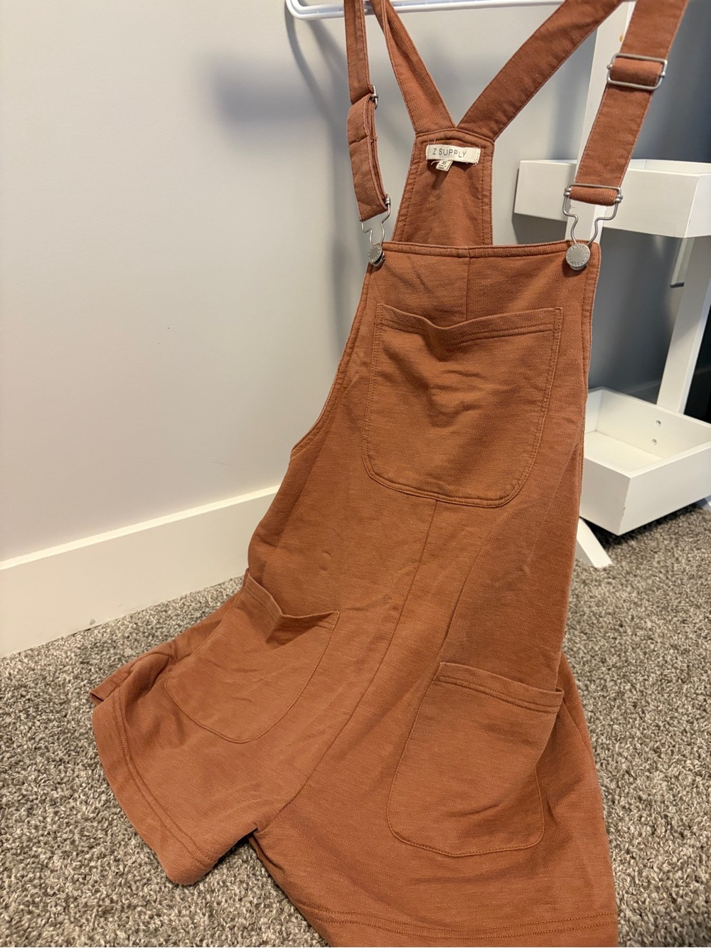 Z Supply Rust Overalls Dress with Front Pockets